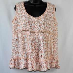 Women's Dots brand floral tank top with sequin and lace embellishments.